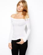 Asos The Off Shoulder Top With Long Sleeves - White