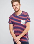 Esprit Stripe T-shirt With Tropical Pocket - Navy