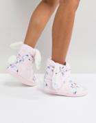 Lipsy Fluffy Bunny Ear Slipper Boots - Pink