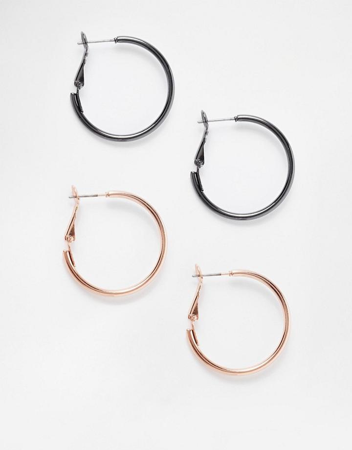 Asos Pack Of 2 Simple Hoop Earrings - Multi
