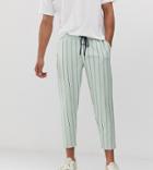 Asos Design Tall Skinny Cropped Sweatpants In Pinstripe - Green