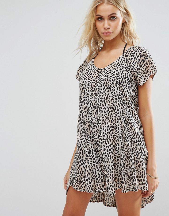 Amuse Society Animal Button Through Beach Dress - Multi