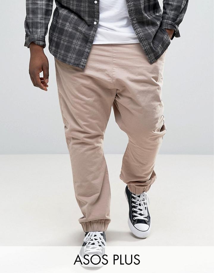 Asos Plus Drop Crotch Woven Joggers In Pink - Pink