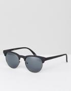 Asos Retro Sunglasses In Matte Black With Smoke Lens - Black