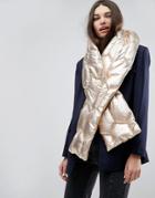 Asos Metallic Quilted Long Scarf - Gold