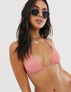 Asos Design Recycled Sleek Triangle Bikini Top In Dusky Mink - Pink