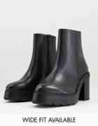 Asos Design Heeled Chelsea Boots In Black Leather Platform Sole
