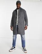 Abercrombie & Fitch Longline Wool Overcoat In Gray Heather