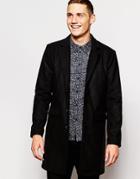 Another Influence Wool Blend Contrast Overcoat - Black