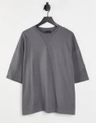 Asos Design Oversized Heavyweight T-shirt With Modesty Triangle In Washed Black