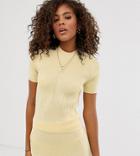 Asos Design Tall Two-piece Cropped Knitted T-shirt - Yellow