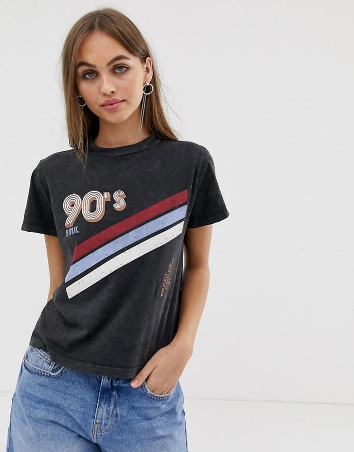 Noisy May 90s Acid Wash High Neck T-shirt - Multi