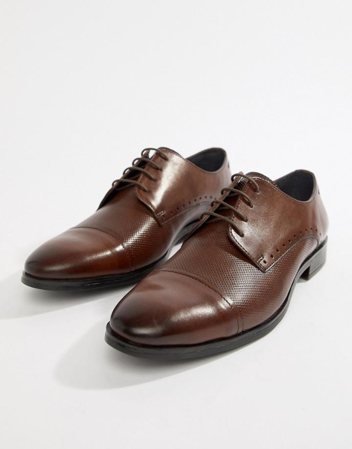 Silver Street Textured Toe Cap Lace Up Shoe In Brown - Brown