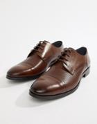 Silver Street Textured Toe Cap Lace Up Shoe In Brown - Brown