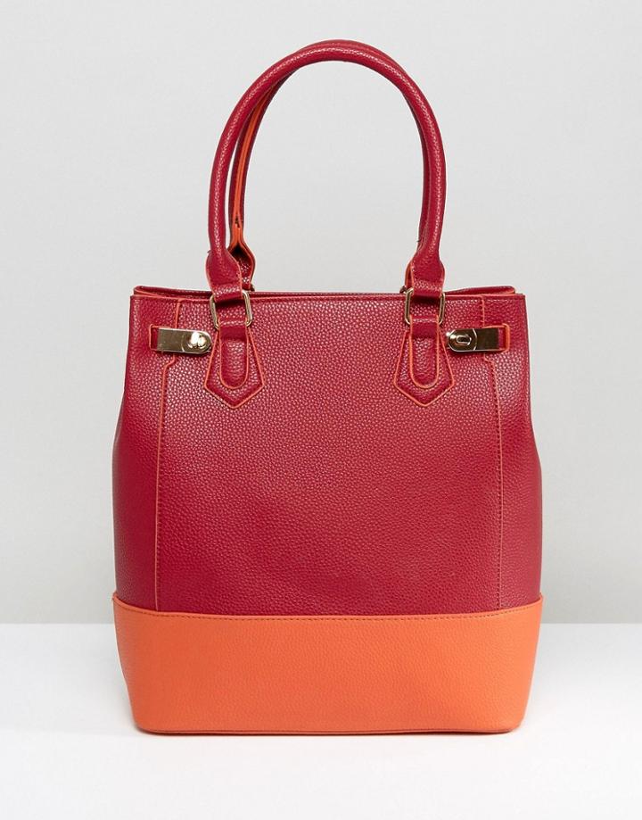 Yoki Contrast Panel Tote Bag - Red