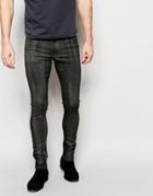 Asos Extreme Super Skinny Jeans With Spray Coating In Washed Black - Washed Black