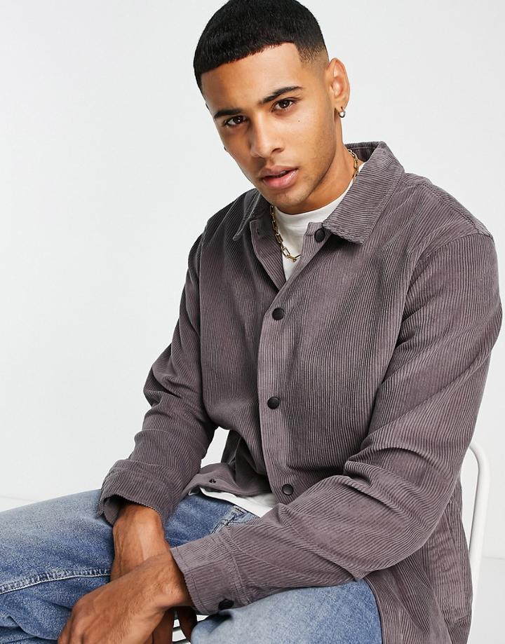Another Influence Cord Overshirt In Dark Gray-grey