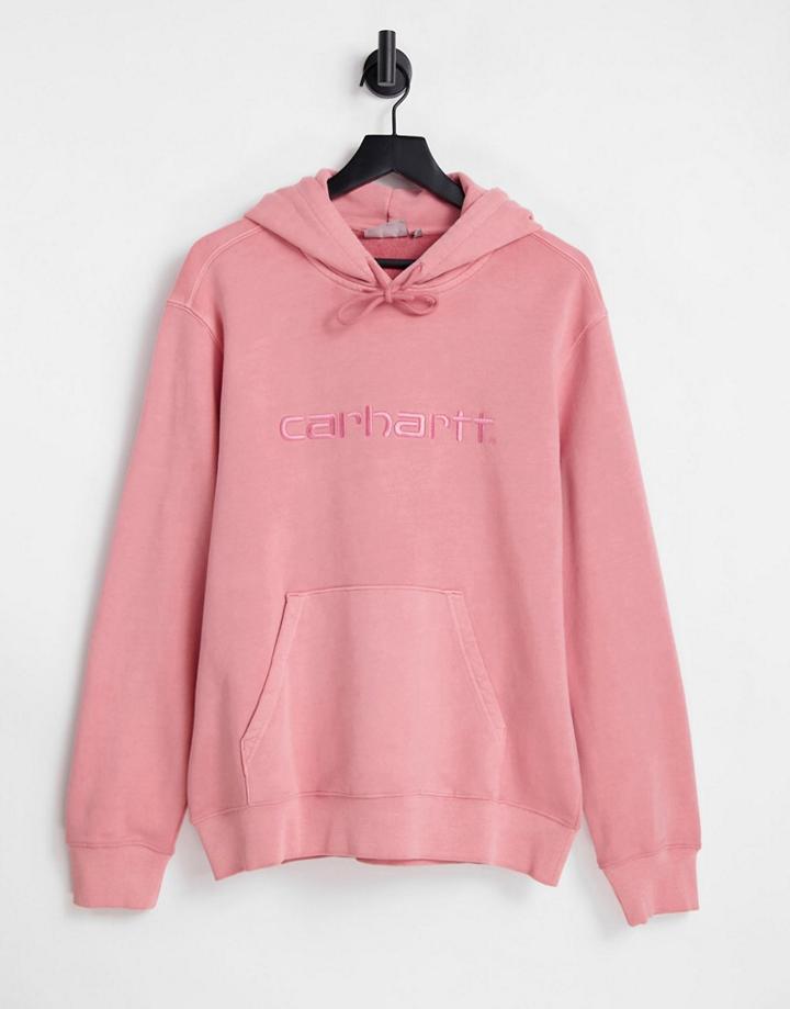 Carhartt Wip Duster Pigment Dye Heavyweight Hoodie In Pink