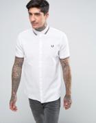 Fred Perry Short Sleeve Shirt Twin Tipped Waffle In White - White