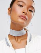 Asos Wide Jersey Choker Necklace - Gray