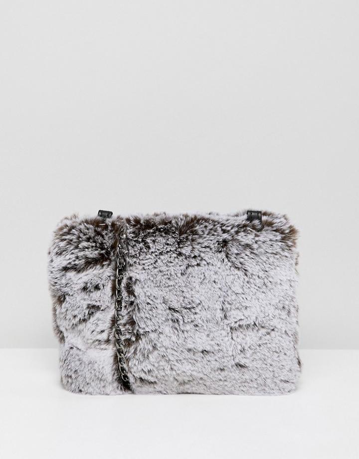 B.young Faux Fur Crossbody Bag - Black