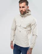 Pull & Bear Overhead Jacket With Pouch Pocket In Stone - White