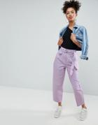 Asos Peg Pants With Detachable Fanny Pack In Lilac - Multi