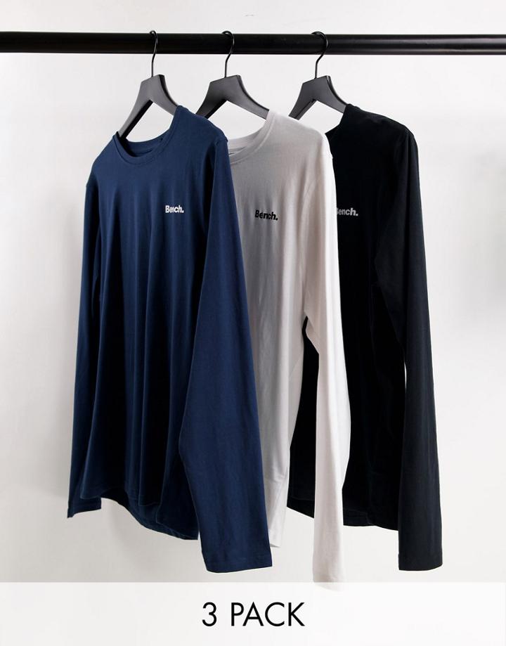 Bench Viren 3 Pack Long Sleeve Lounge T-shirt In Blue-blues