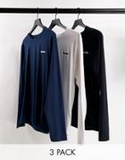 Bench Viren 3 Pack Long Sleeve Lounge T-shirt In Blue-blues