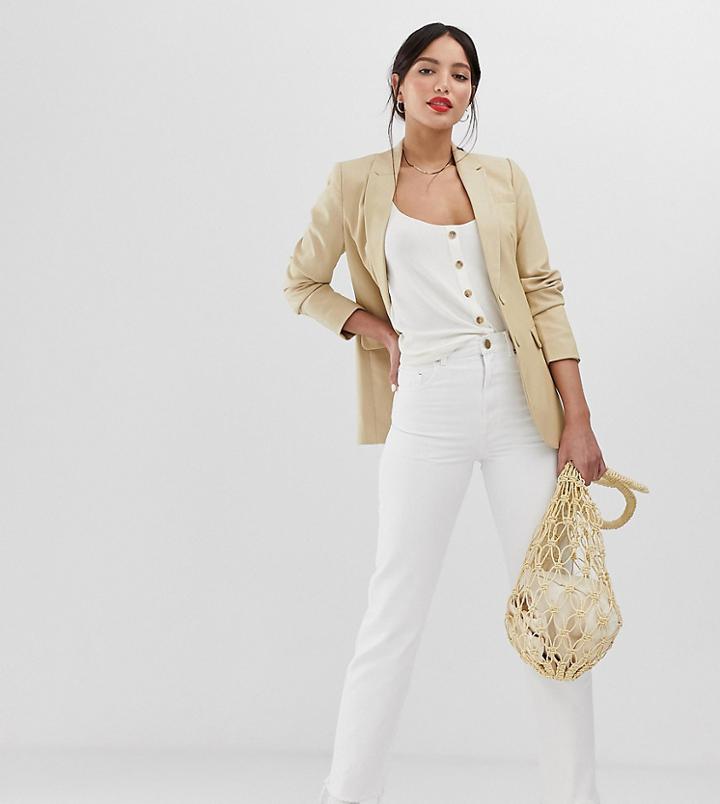 Asos Design Tall Florence Authentic Straight Leg Jeans In Bone Chalky White