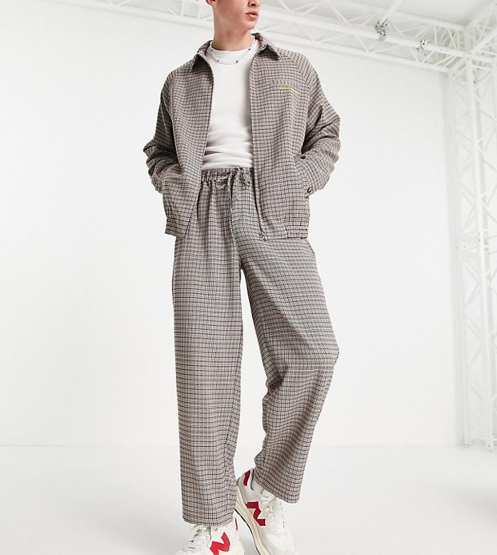 Collusion Straight Leg Pants In Brown Heritage Plaid - Part Of A Set