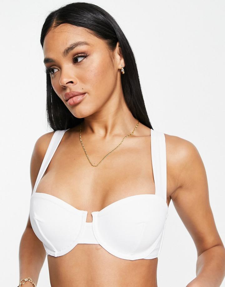 Asos Design Mix And Match Recycled Underwired Bikini Top In White