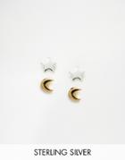 Asos Sterling Silver Moon & Star Earring Pack - Multi