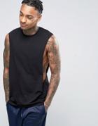 Asos Longline Sleeveless T-shirt With Extreme Dropped Armhole In Black