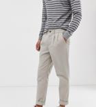 Asos Design Tall Cigarette Chinos With Pleats In Beige - Beige