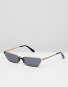 Vow London Narrow Square Sunglasses In Black - Black