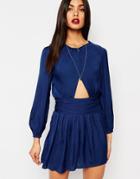 Bec & Bridge Samira Mini Dress With Long Sleeves - Blue