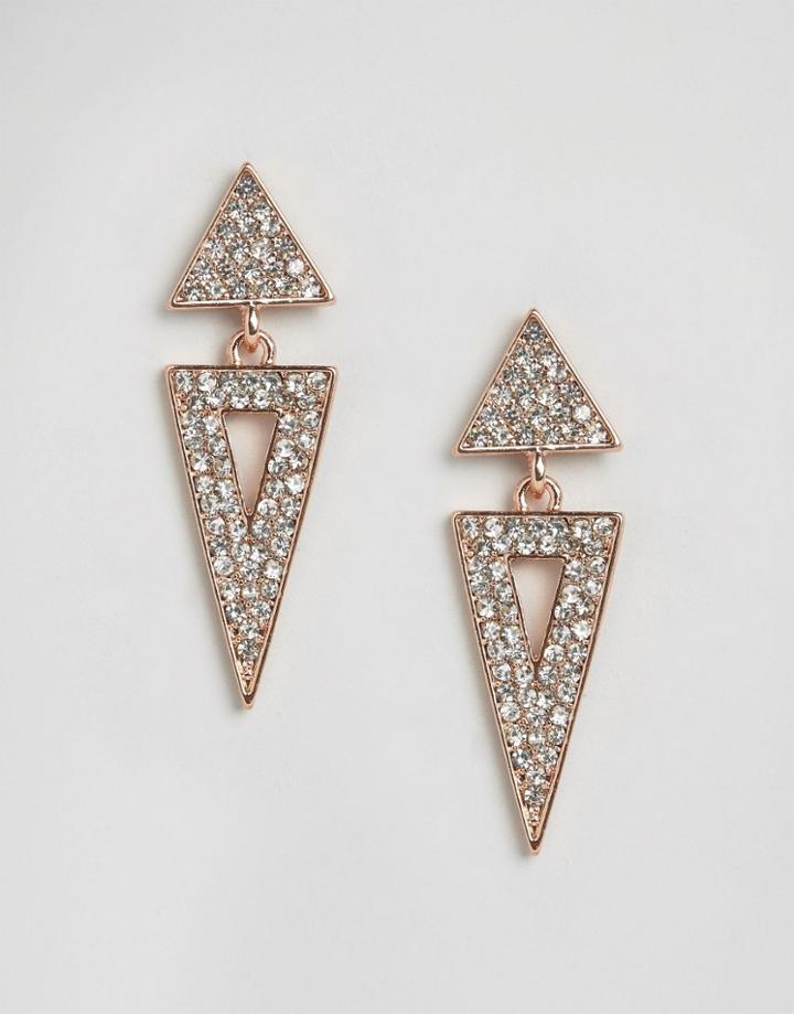 Nylon Triangle Gem Drop Earrings - Gold