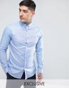 Heart & Dagger Skinny Shirt With Button Down Collar - Blue