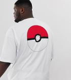 Asos Design Plus Pikachu Oversized T-shirt With Chest And Back Print - White