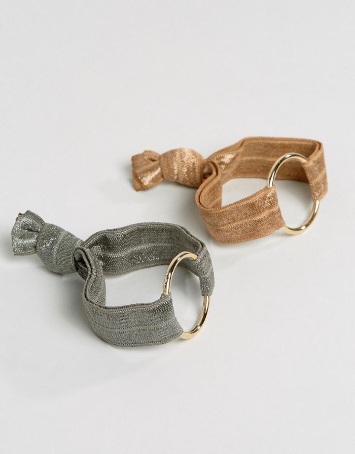 Asos Pack Of 2 Open Circle Hair Ties - Multi