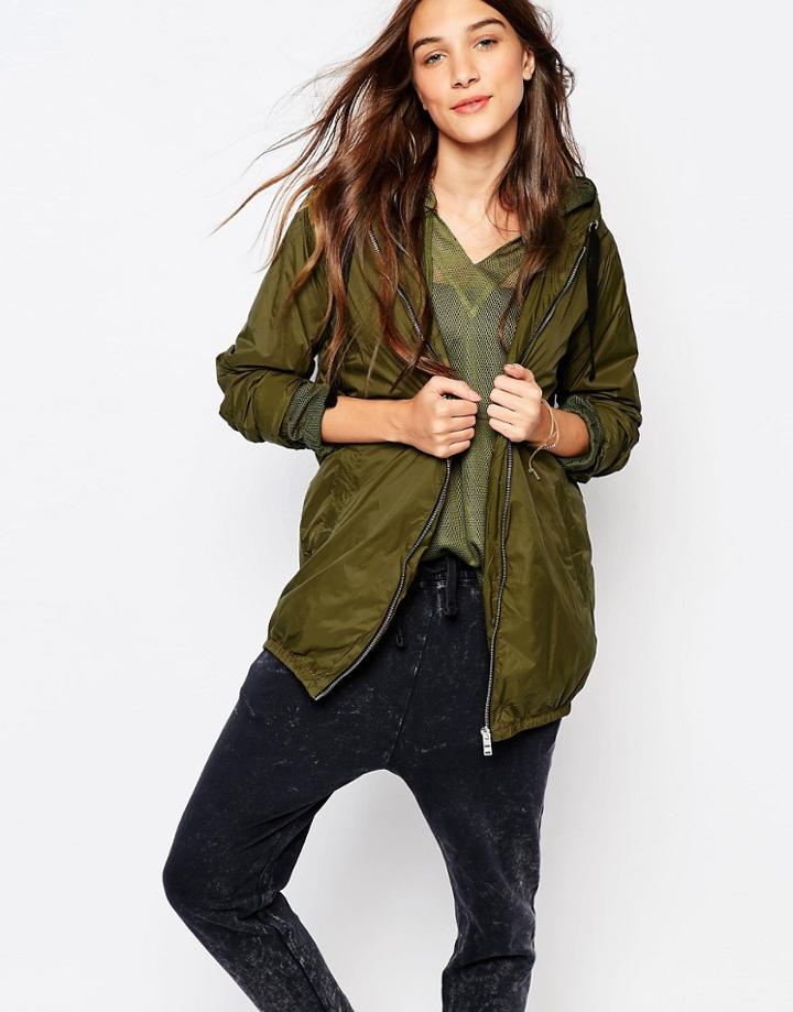 Pull & Bear Lightweight Casual Parka - Khaki
