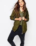 Pull & Bear Lightweight Casual Parka - Khaki