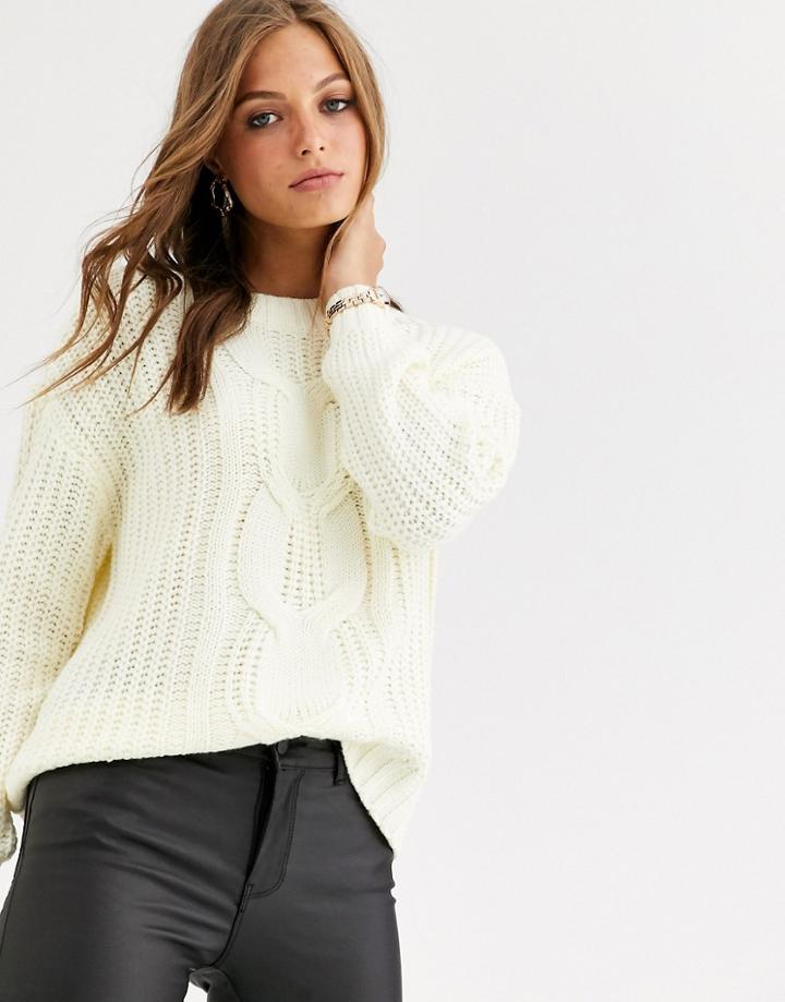 Vero Moda Cable Knit Sweater-beige