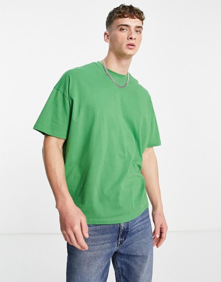 Asos Design Oversized T-shirt With Crew Neck In Green - Mgreen