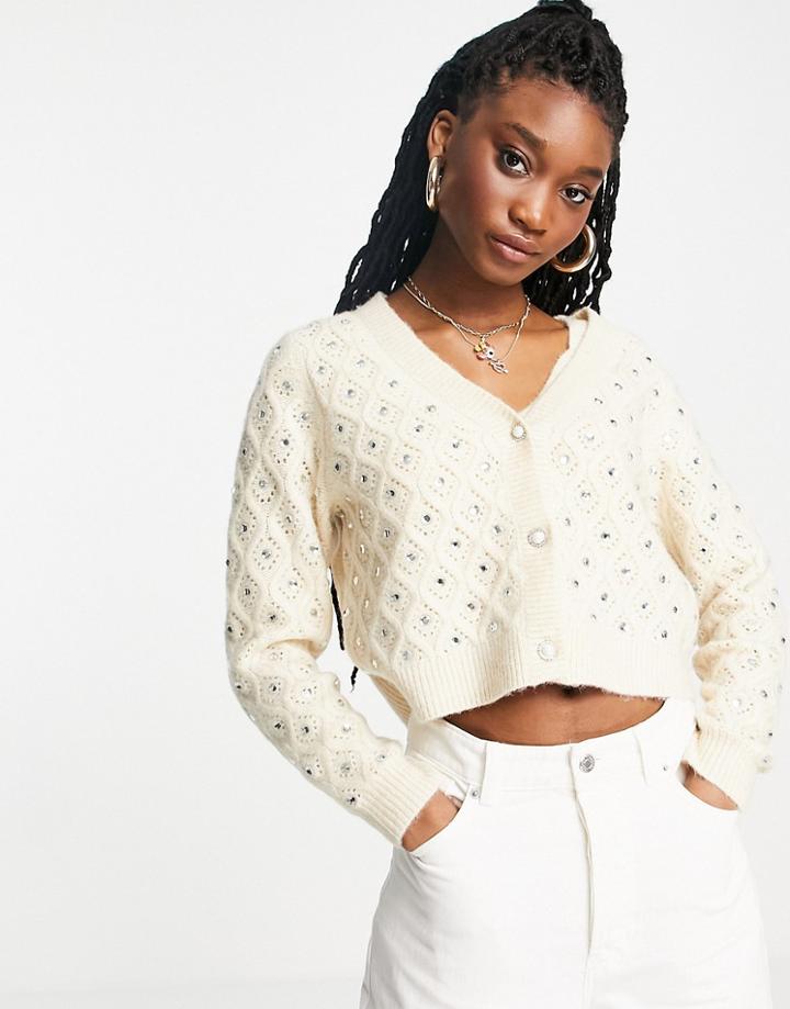 Miss Selfridge Beige Gem Wool Cardigan - Part Of A Set-neutral