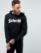 Schott Logo Hooded Sweatshirt Slim Fit With Black - Black