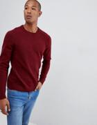 Selected Homme Knitted Sweater In 100% Lambswool-red