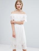 Vila Off The Shoulder Lace Dress - White