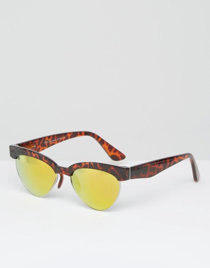 7x Tortoise Half Frame Sunglasses With Revo Lens - Brown Tort